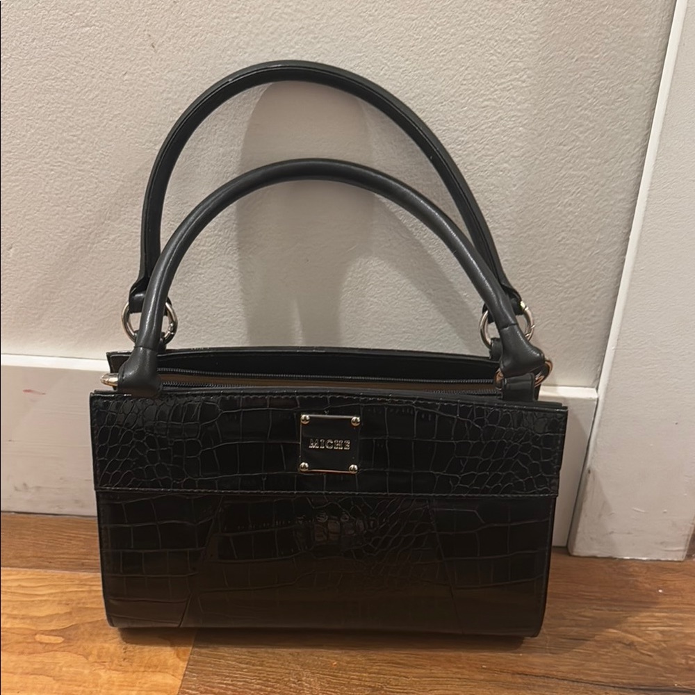 MICHAEL Black Croc-Embossed Handbag